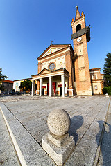 Image showing parabiago in  the old     closed brick tower sidewalk italy  lom