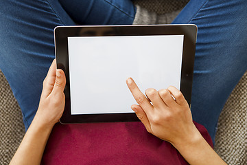 Image showing Woman using a digital tablet