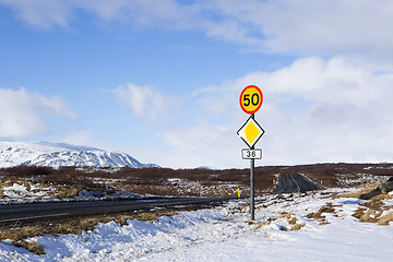 Image showing Speed limit at the ringroad in Iceland