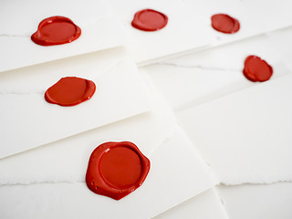Image showing group of white letters with red sealing wax