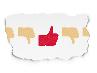 Image showing Social network concept: thumb up icon on Torn Paper background