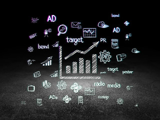 Image showing Marketing concept: Growth Graph in grunge dark room