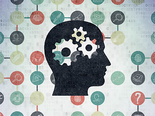 Image showing Education concept: Head With Gears on Digital Paper background