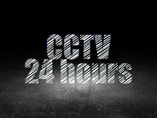 Image showing Protection concept: CCTV 24 hours in grunge dark room