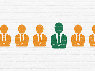 Image showing Business concept: business man icon on wall background