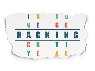 Image showing Privacy concept: word Hacking in solving Crossword Puzzle