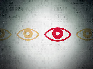 Image showing Security concept: eye icon on Digital Paper background