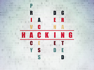 Image showing Privacy concept: word Hacking in solving Crossword Puzzle