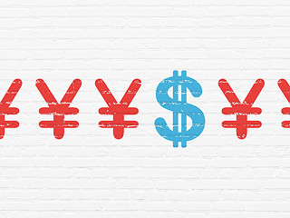 Image showing Currency concept: dollar icon on wall background