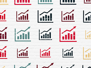 Image showing Advertising concept: Growth Graph icons on wall background