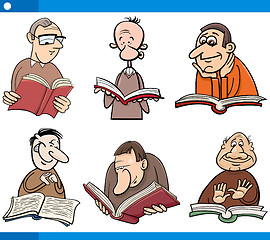 Image showing readers characters set cartoon
