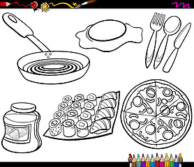 Image showing food objects set coloring page