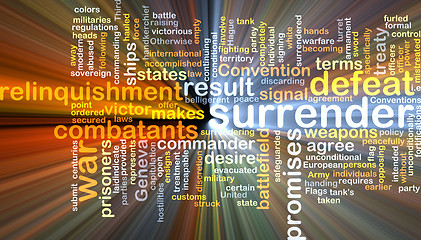 Image showing Surrender wordcloud concept illustration glowing