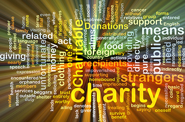 Image showing Charity wordcloud concept illustration glowing