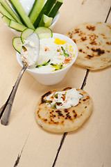 Image showing Arab middle east goat yogurt and cucumber salad 