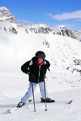 Image showing Skiing in mountains