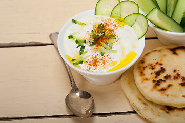 Image showing Arab middle east goat yogurt and cucumber salad 