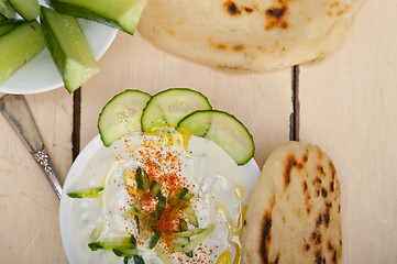 Image showing Arab middle east goat yogurt and cucumber salad 