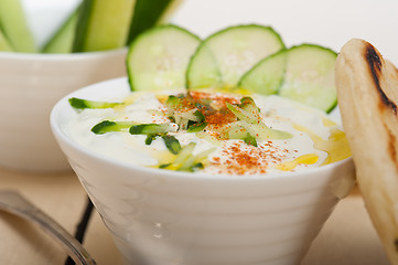 Image showing Arab middle east goat yogurt and cucumber salad 