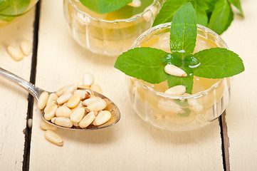 Image showing Arab traditional mint and pine nuts tea