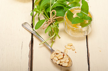 Image showing Arab traditional mint and pine nuts tea