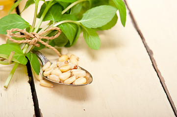 Image showing Arab traditional mint and pine nuts tea