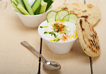 Image showing Arab middle east goat yogurt and cucumber salad 