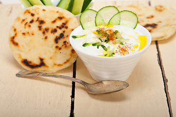 Image showing Arab middle east goat yogurt and cucumber salad 