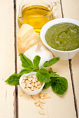 Image showing Italian basil pesto sauce ingredients