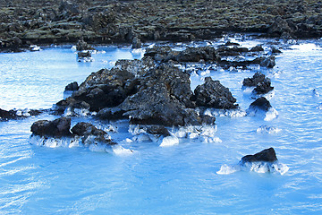 Image showing Milky white and blue water of the geothermal bath Blue Lagoon in