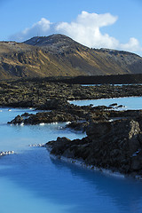 Image showing Milky white and blue water of the geothermal bath Blue Lagoon in