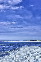 Image showing Vertical landscape of Onego lake port in HDR