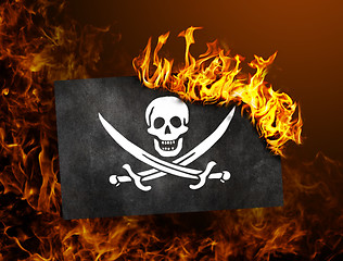 Image showing Flag burning - Pirate