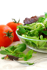 Image showing Baby greens and tomatoes