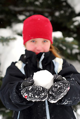 Image showing Girl with snowball