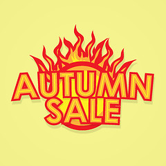 Image showing Sign sale offer with fire.