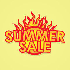 Image showing Sign sale offer with fire.