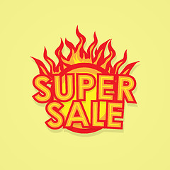 Image showing Sign sale offer with fire.