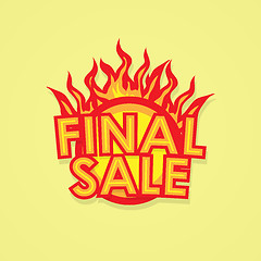 Image showing Sign sale offer with fire.