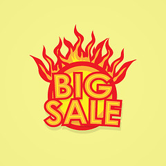 Image showing Sign sale offer with fire.