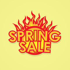 Image showing Sign sale offer with fire.