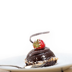 Image showing fresh chocolate strawberry mousse 