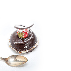 Image showing fresh chocolate strawberry mousse 