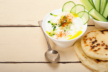 Image showing Arab middle east goat yogurt and cucumber salad 