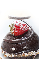 Image showing fresh chocolate strawberry mousse 