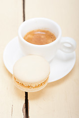 Image showing colorful macaroons with espresso coffee 