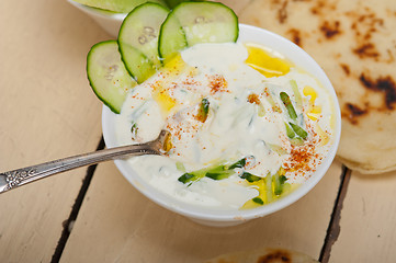 Image showing Arab middle east goat yogurt and cucumber salad 