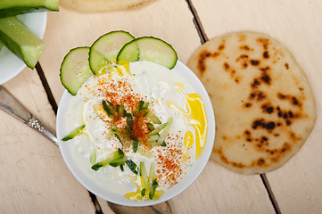 Image showing Arab middle east goat yogurt and cucumber salad 