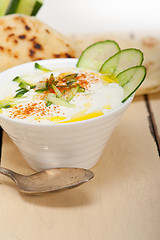 Image showing Arab middle east goat yogurt and cucumber salad 