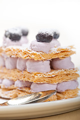 Image showing napoleon blueberry cake dessert 